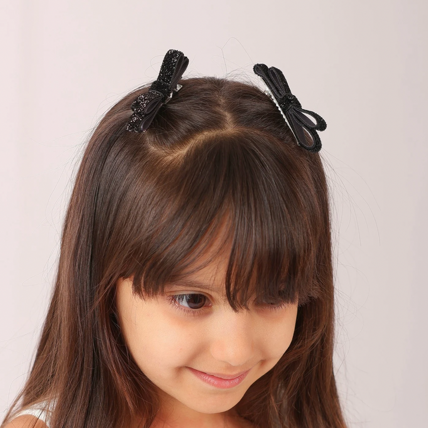Set of 2 thin Shiny Ribbon - Black