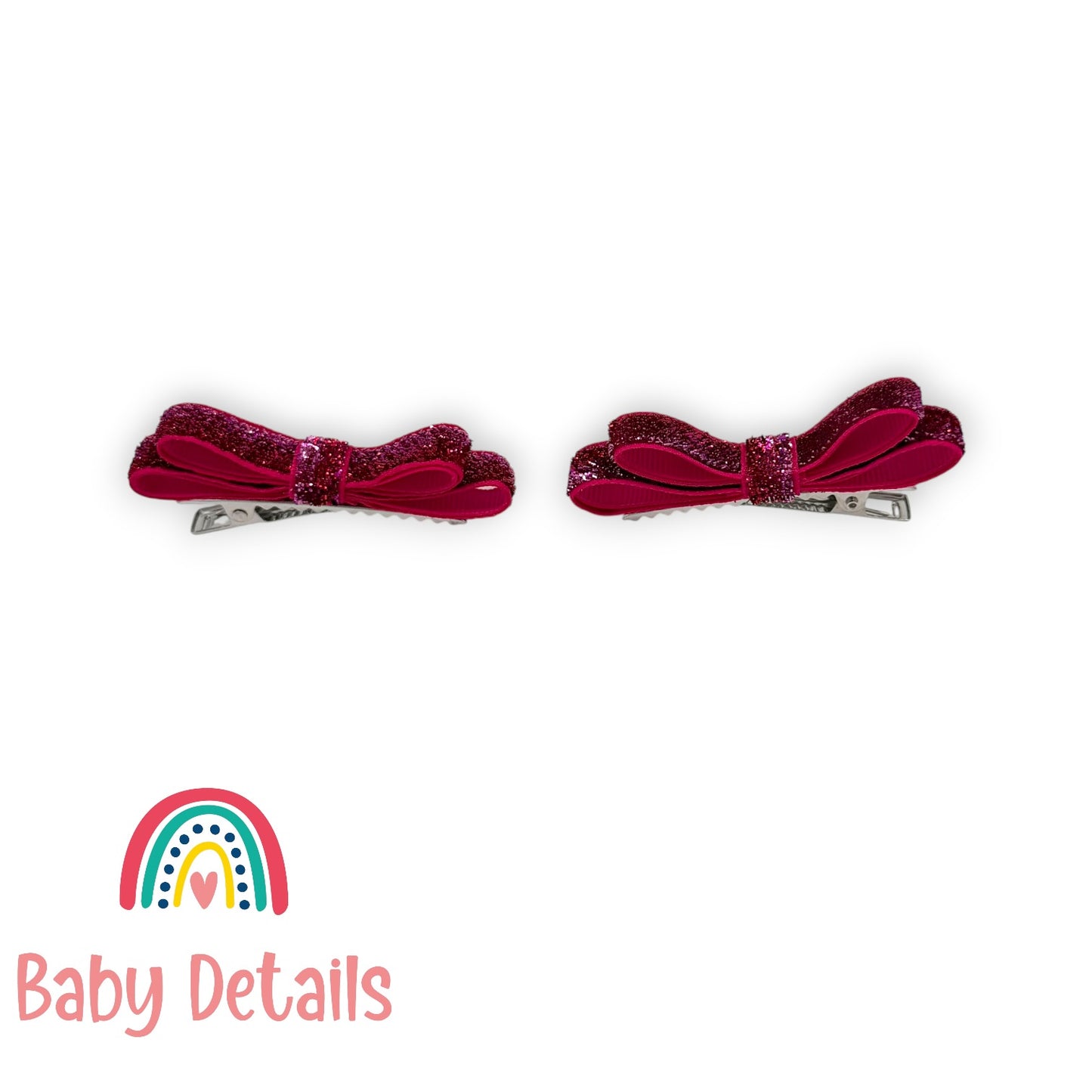 Set of 2 thin Shiny Ribbon - Pink & Red