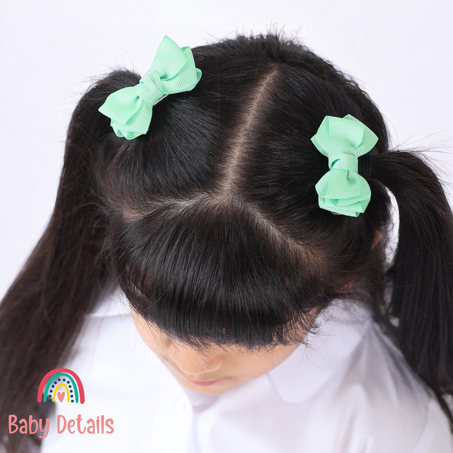 Set of 2 Mini Layers Hair Clips - Bright Green