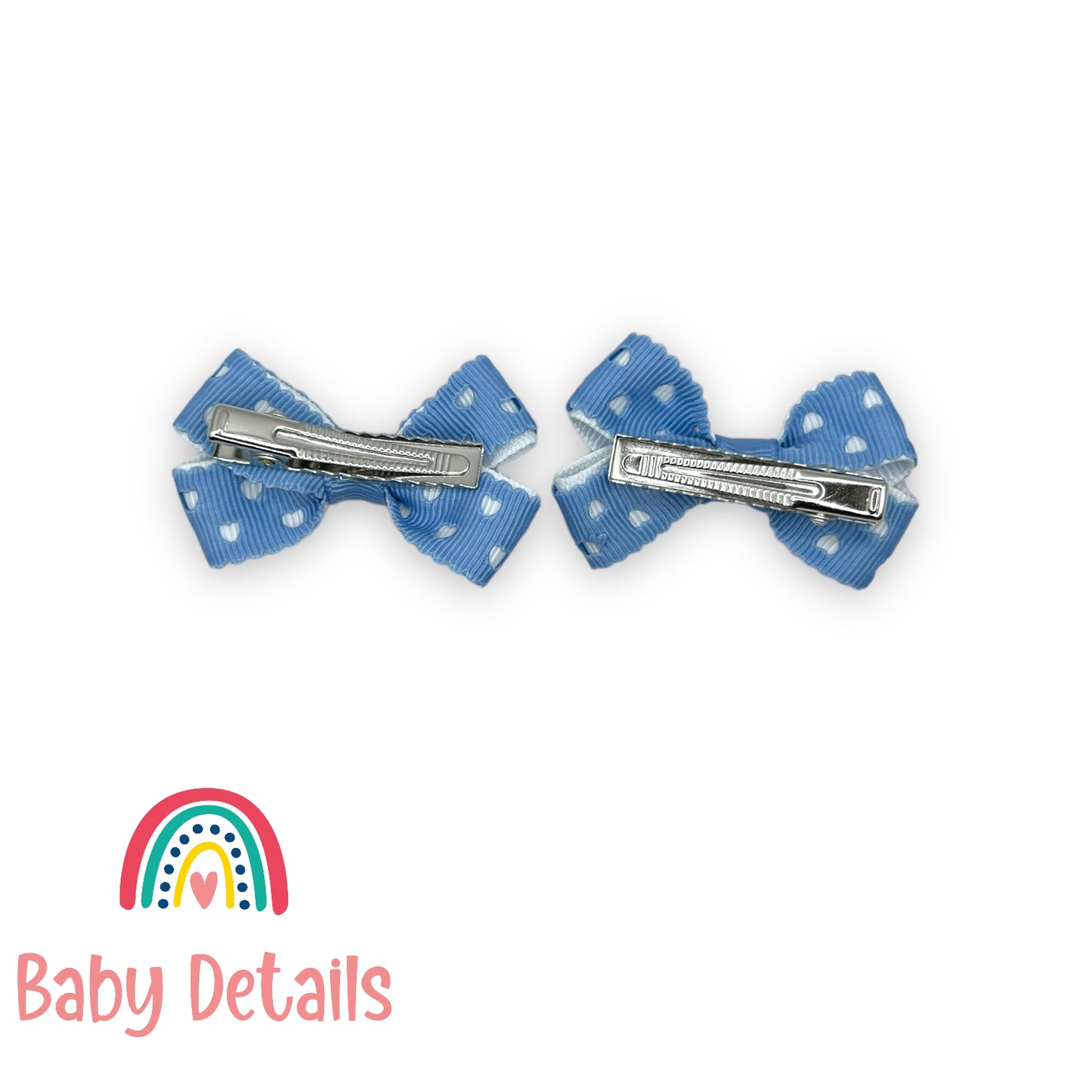 Set of 2 mini hearts hair clips - Ice Blue