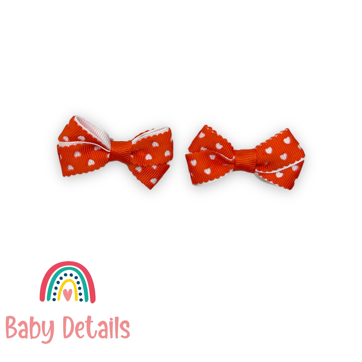 Set of 2 mini hearts hair clips - Orange