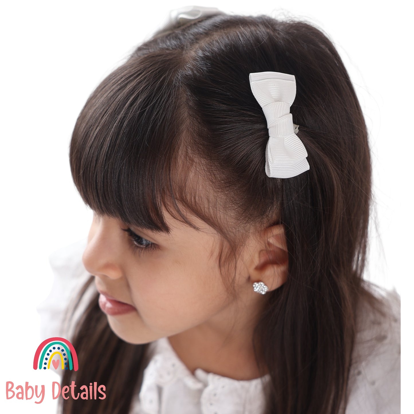 Set of 2 Mini Simple Hair Clips - White