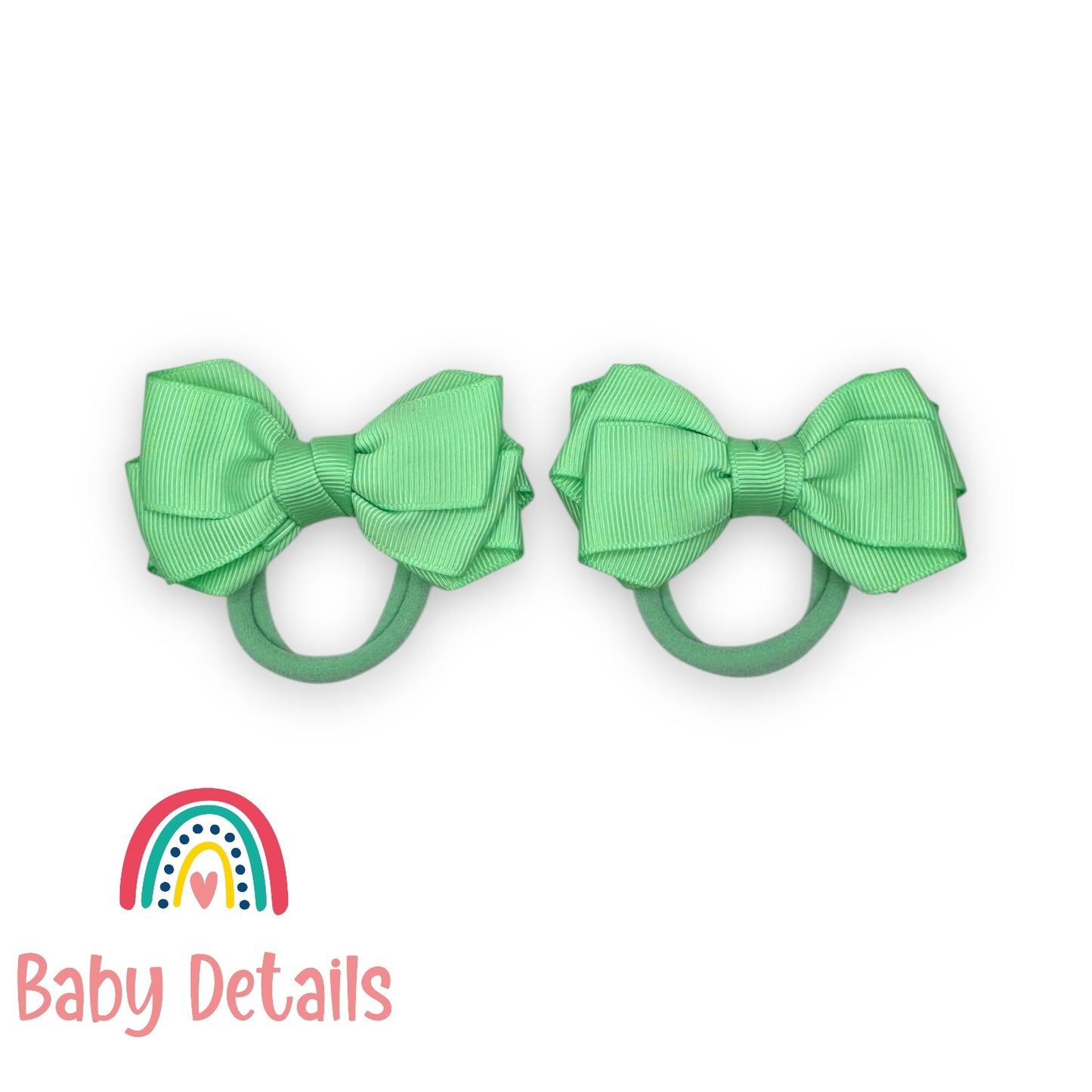 Set of 2 Layers Hair Ties - Bright Green
