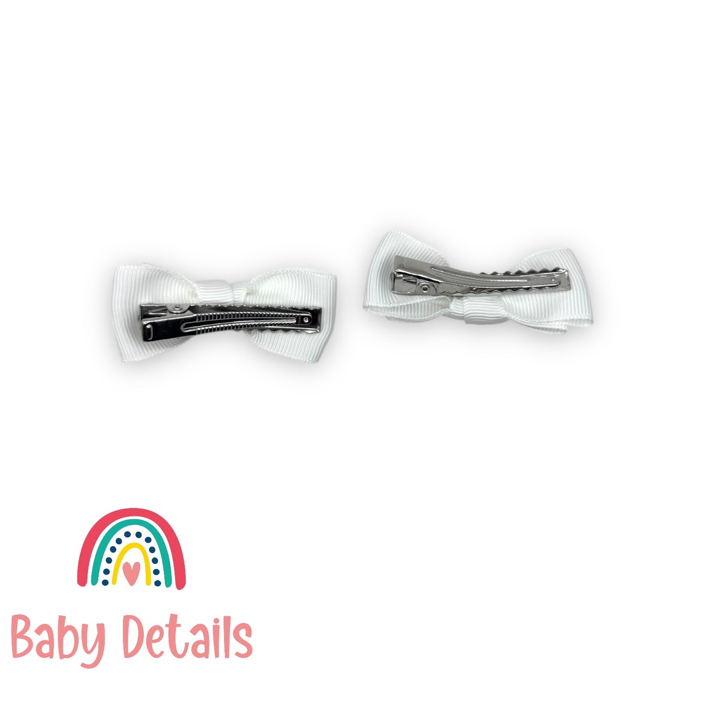 Set of 2 Mini Simple Hair Clips - White
