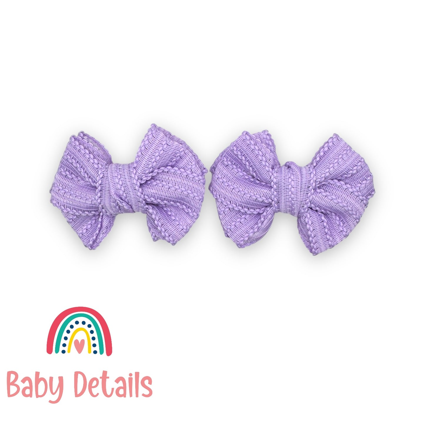 Set of 2 patterned bow hair clips - Purple