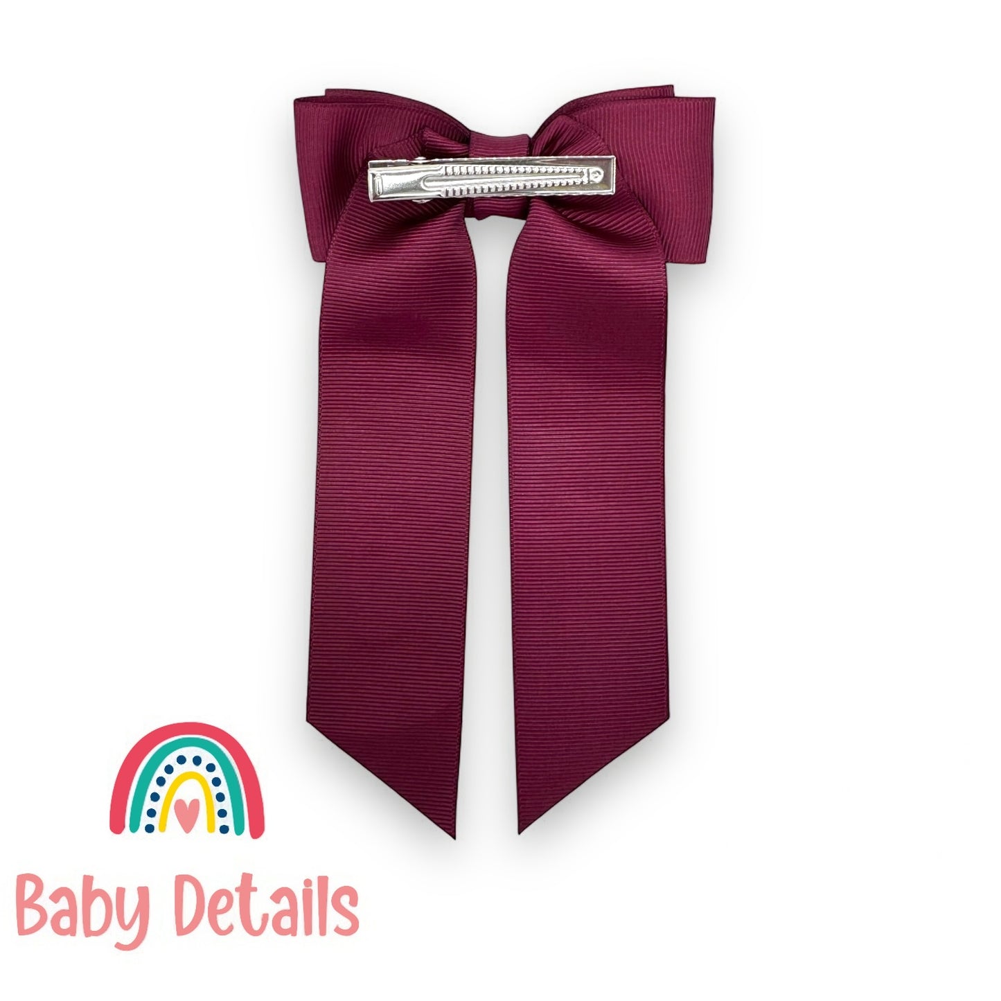 Long Simple Personalized Bow - Burgundy