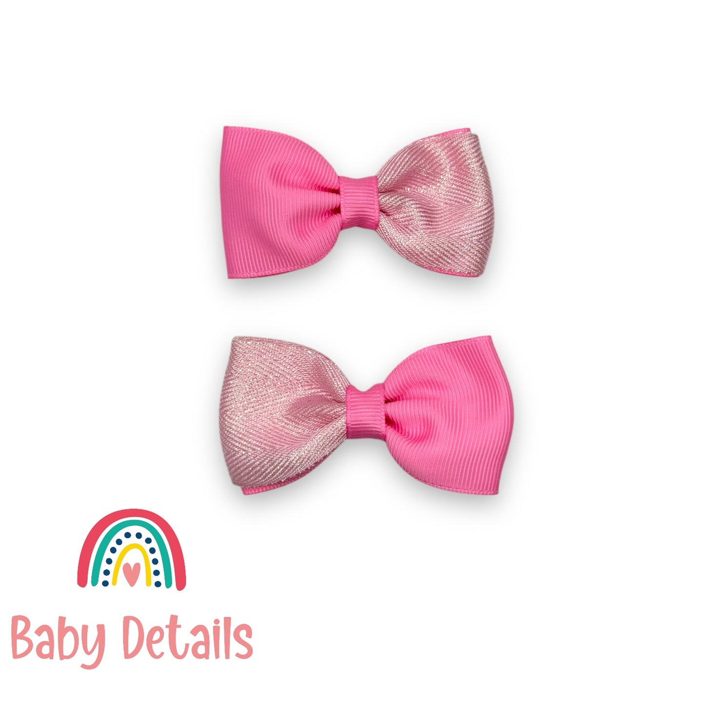 Set of 2 Basic Shiny Bows - Dark Pink