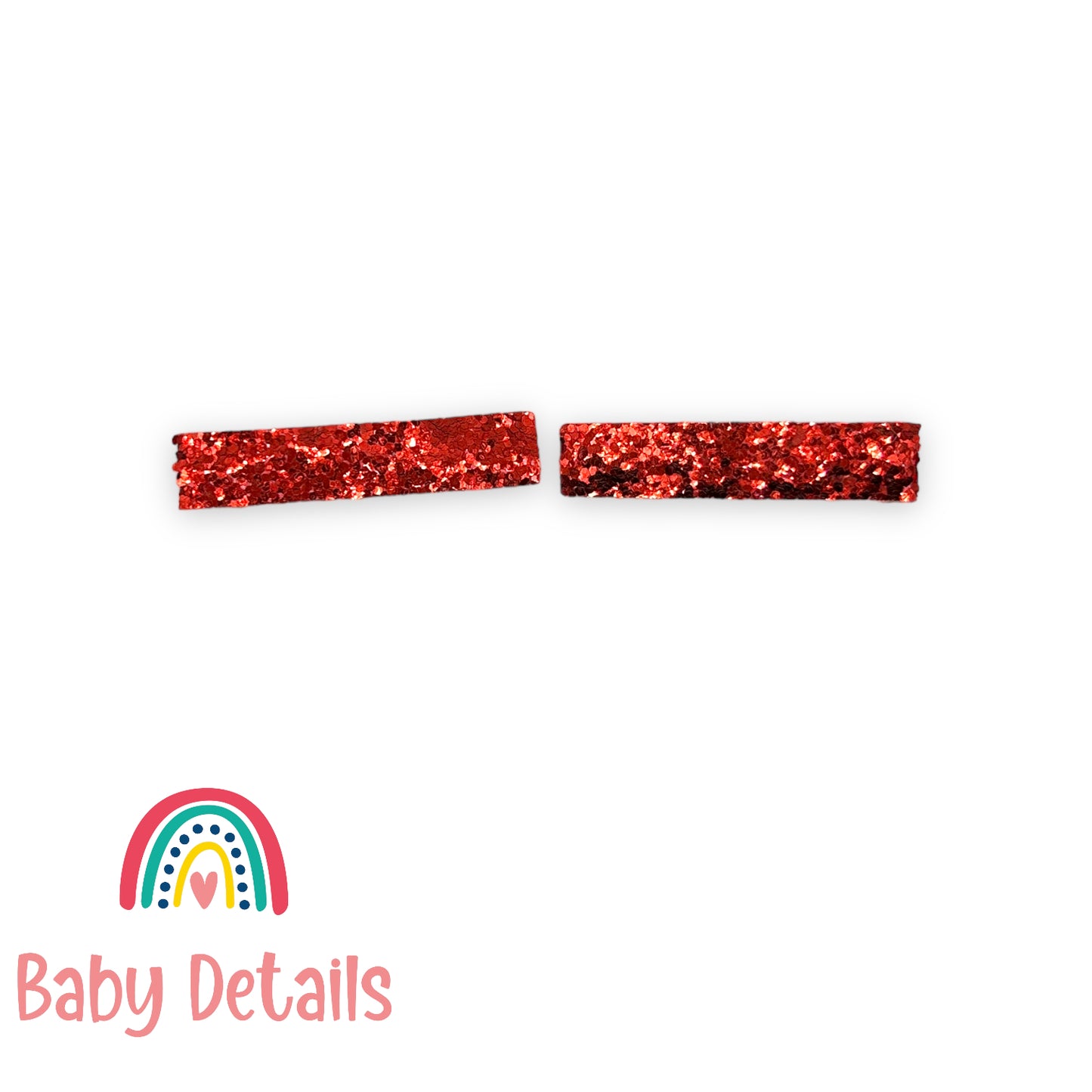 Glitter Bar Hair Clips - Red