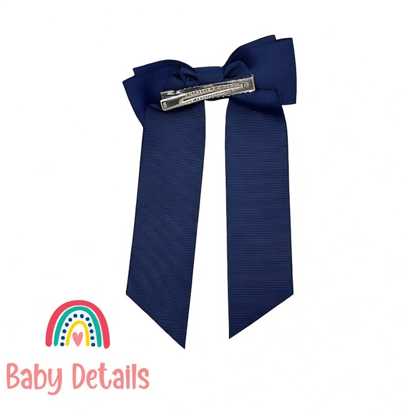Long Simple Personalized Bow - Navy Blue