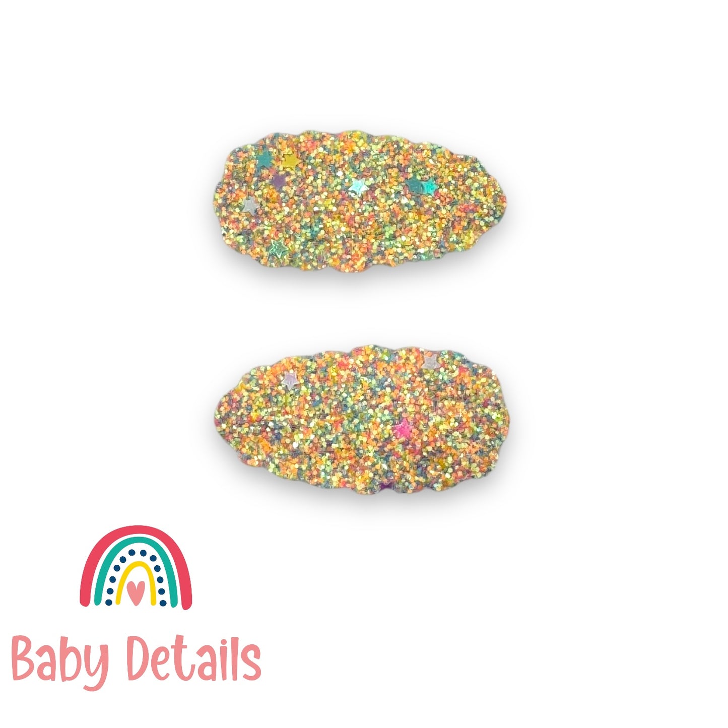 Set of 2 Sparkly Snap Clips - Rainbow