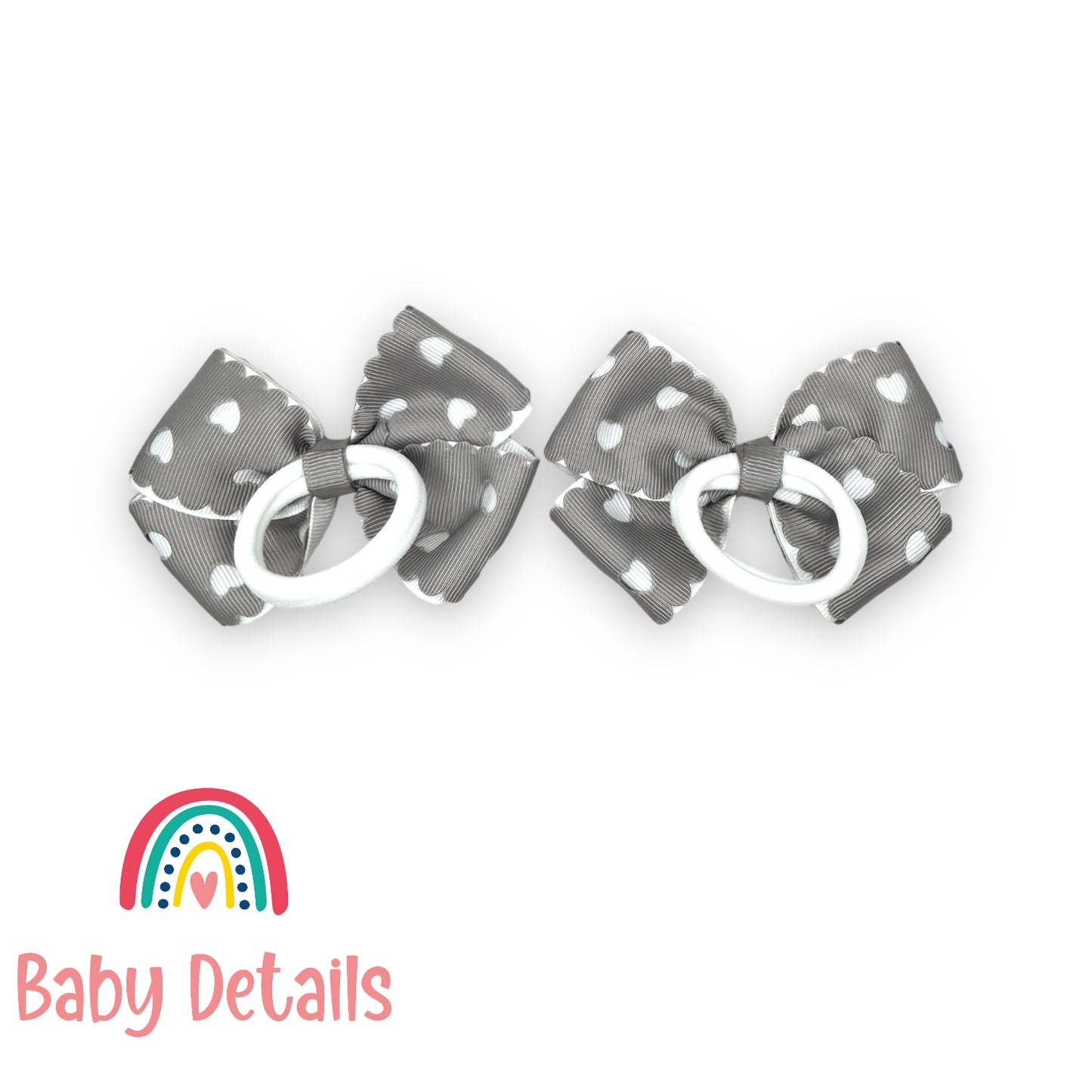 Set of 2 hearts hair ties - Light Grey