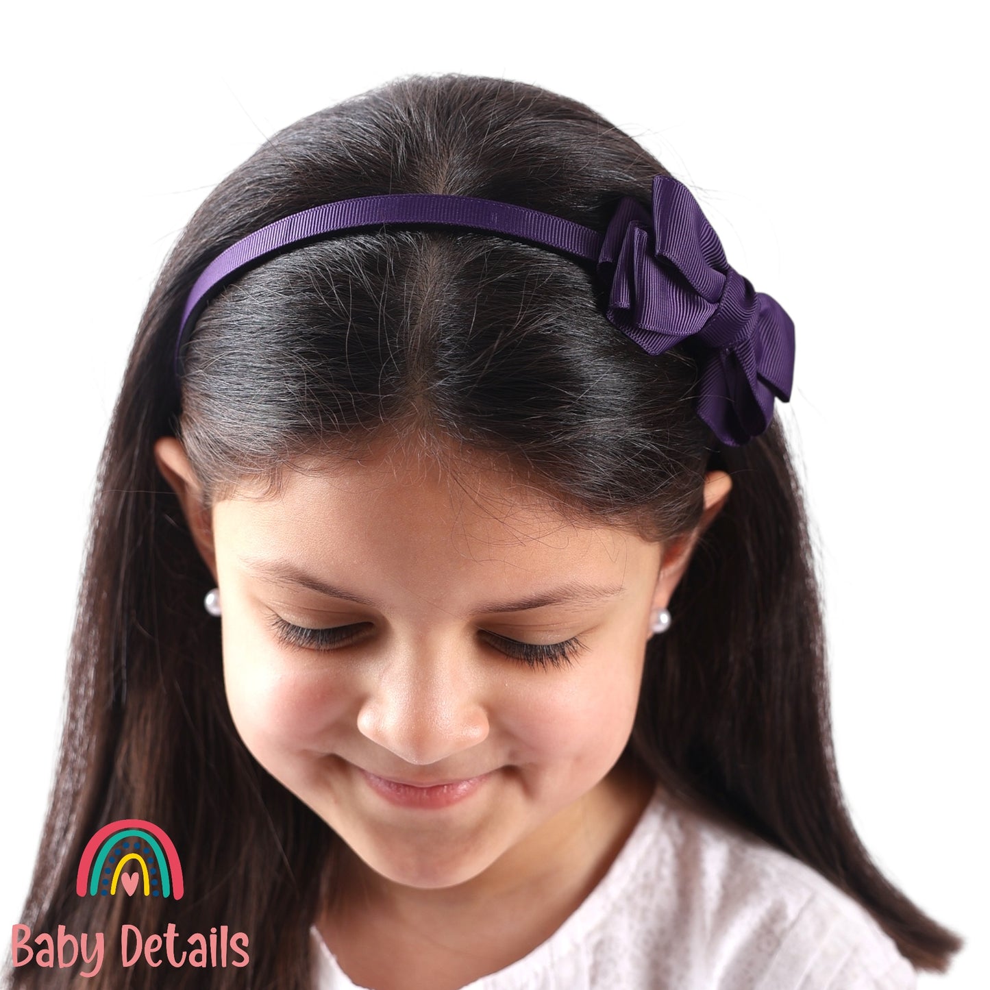 Headband with Layered Bow - Dark Purple