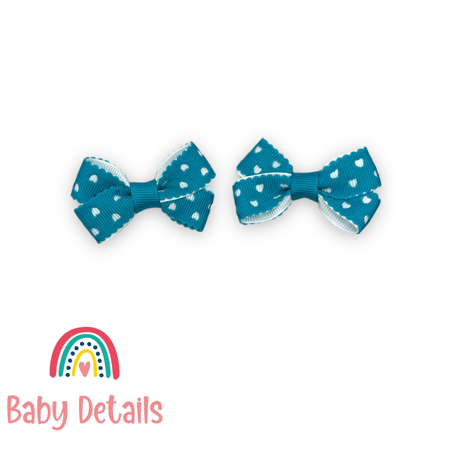 Set of 2 mini hearts hair clips - Pacific Blue