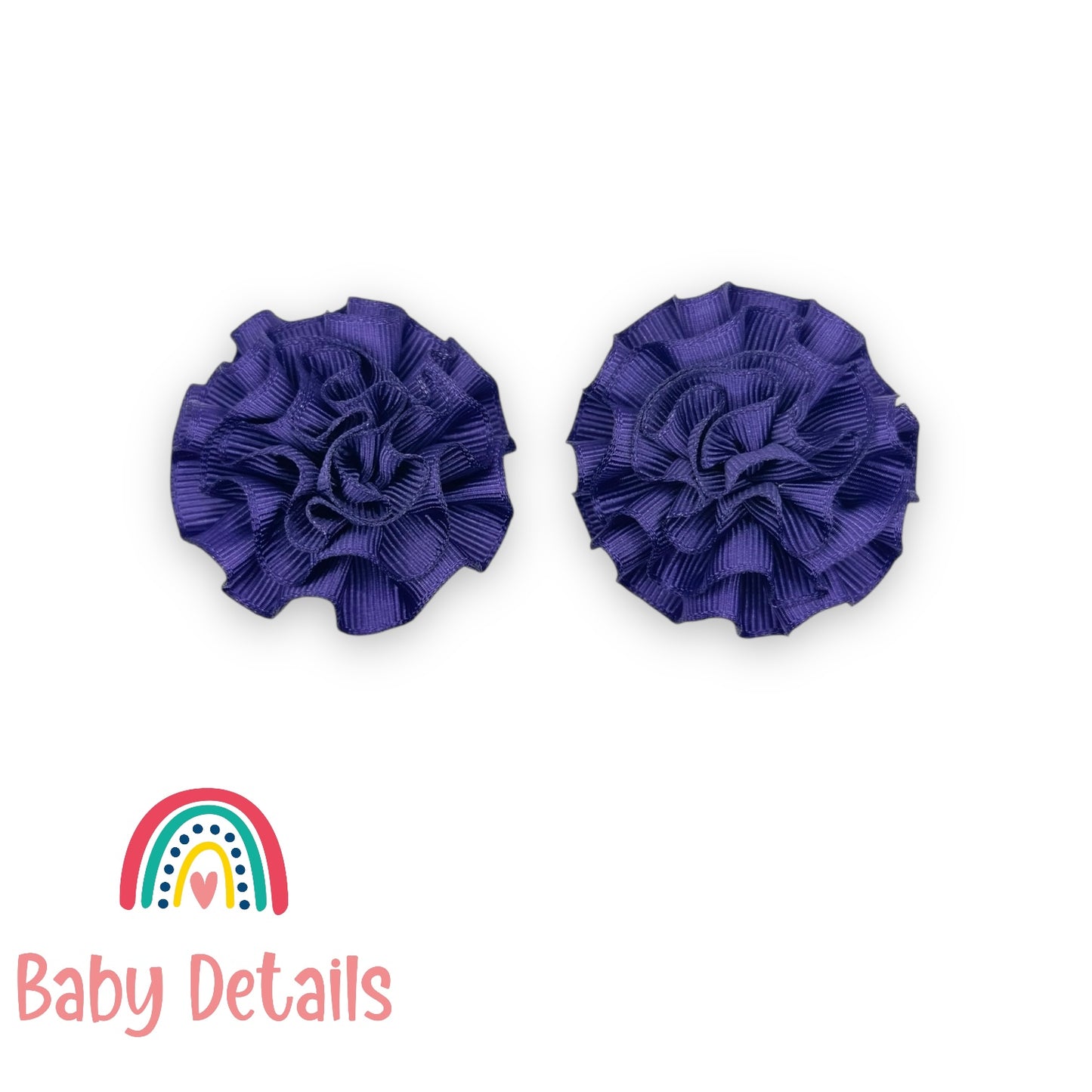 Set of 2 Rosette Bow Hair Clips - Dark Purple