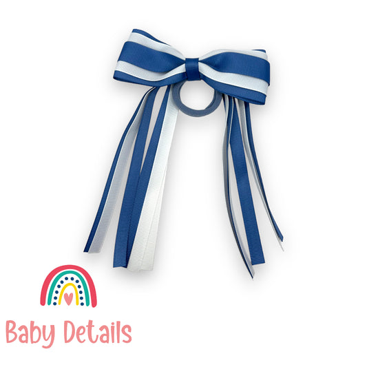 Hair Tie with long ribbons - Blue Grey