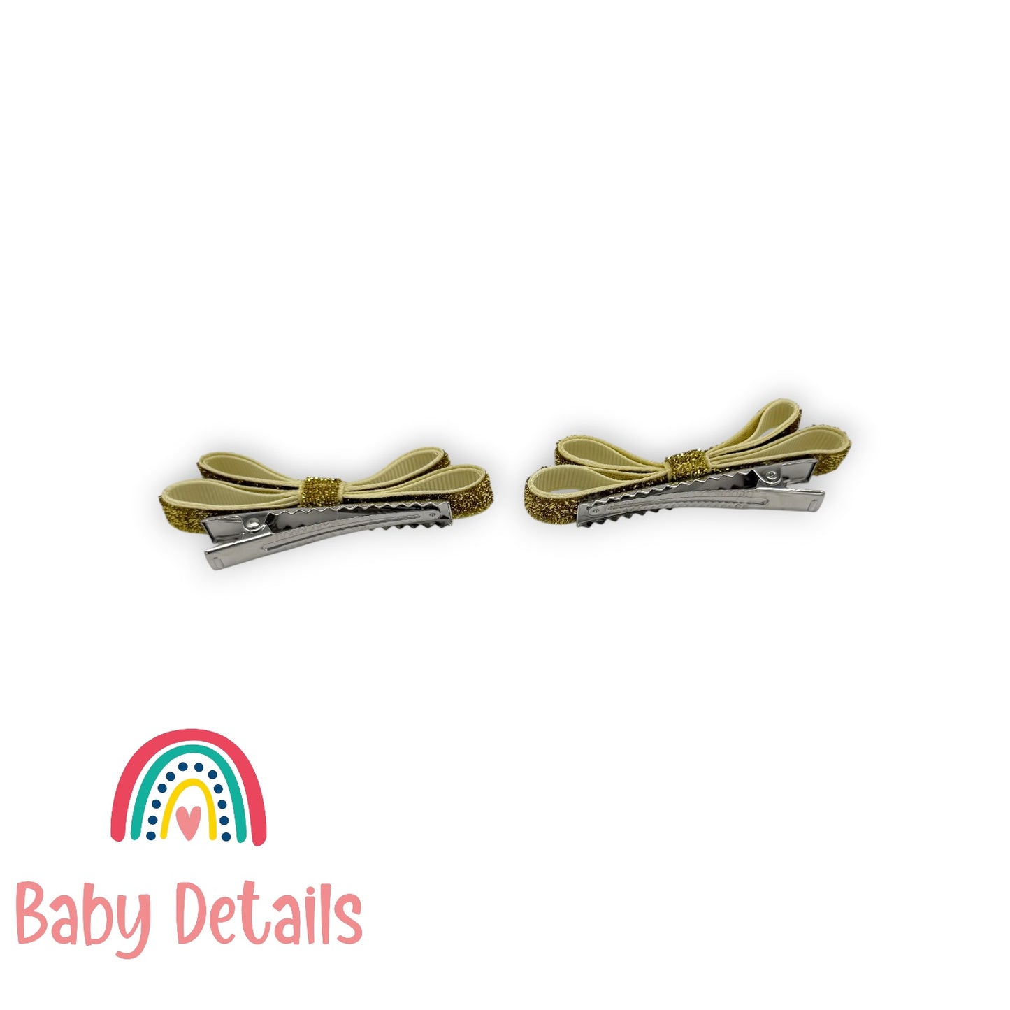 Set of 2 thin Shiny Ribbon - Shades of Silver & Gold