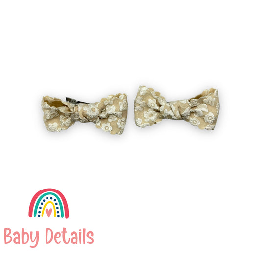 Set of 2 floral hair clips - Beige