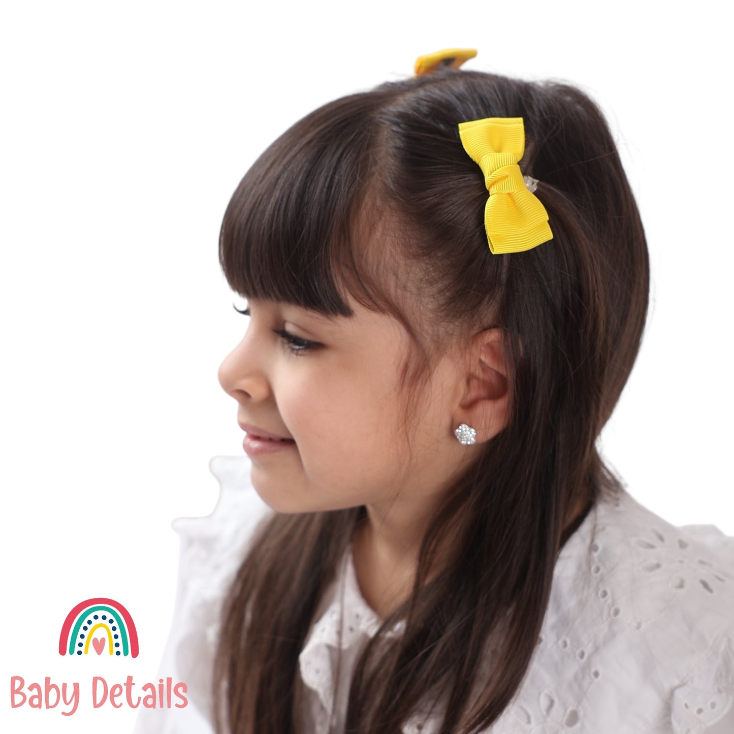 Set of 2 Mini Simple Hair Clips - Yellow
