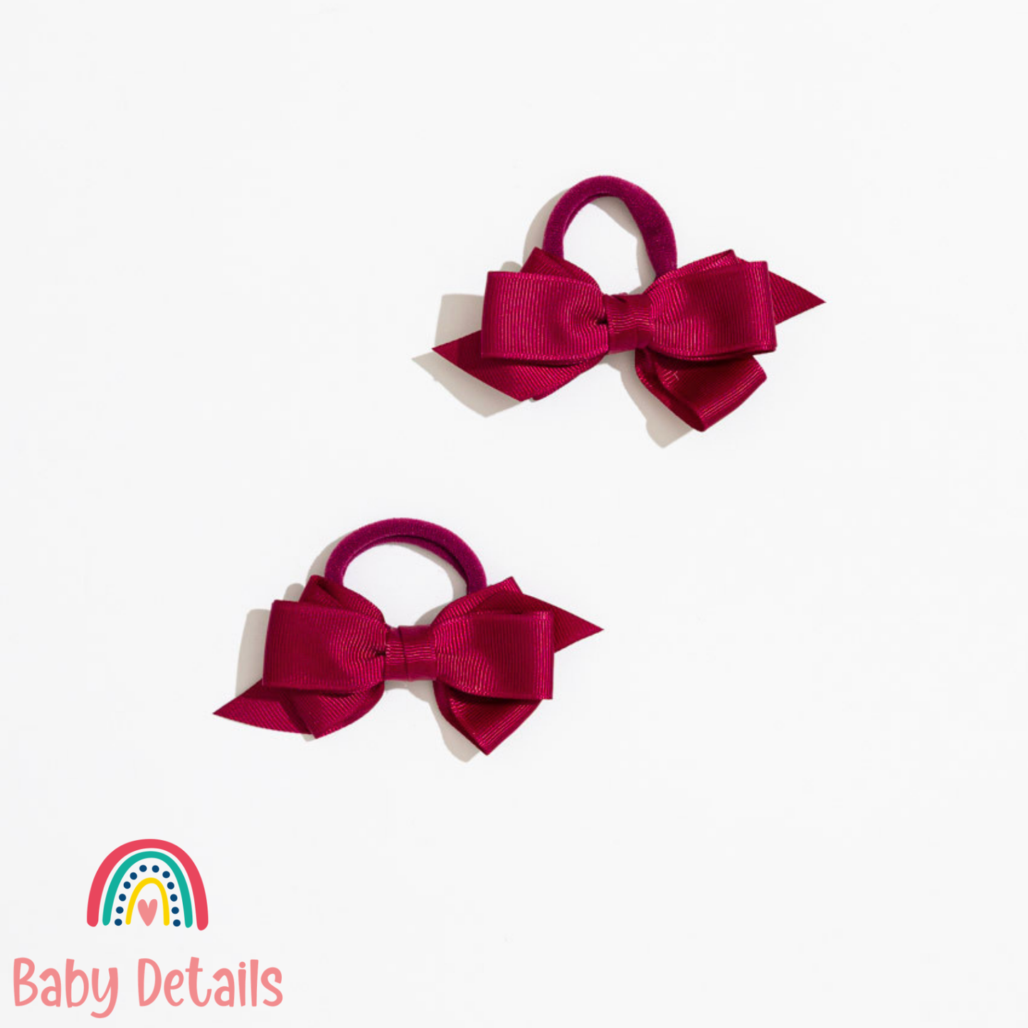 Set of 2 Puff Bow Hair Ties - Maroon