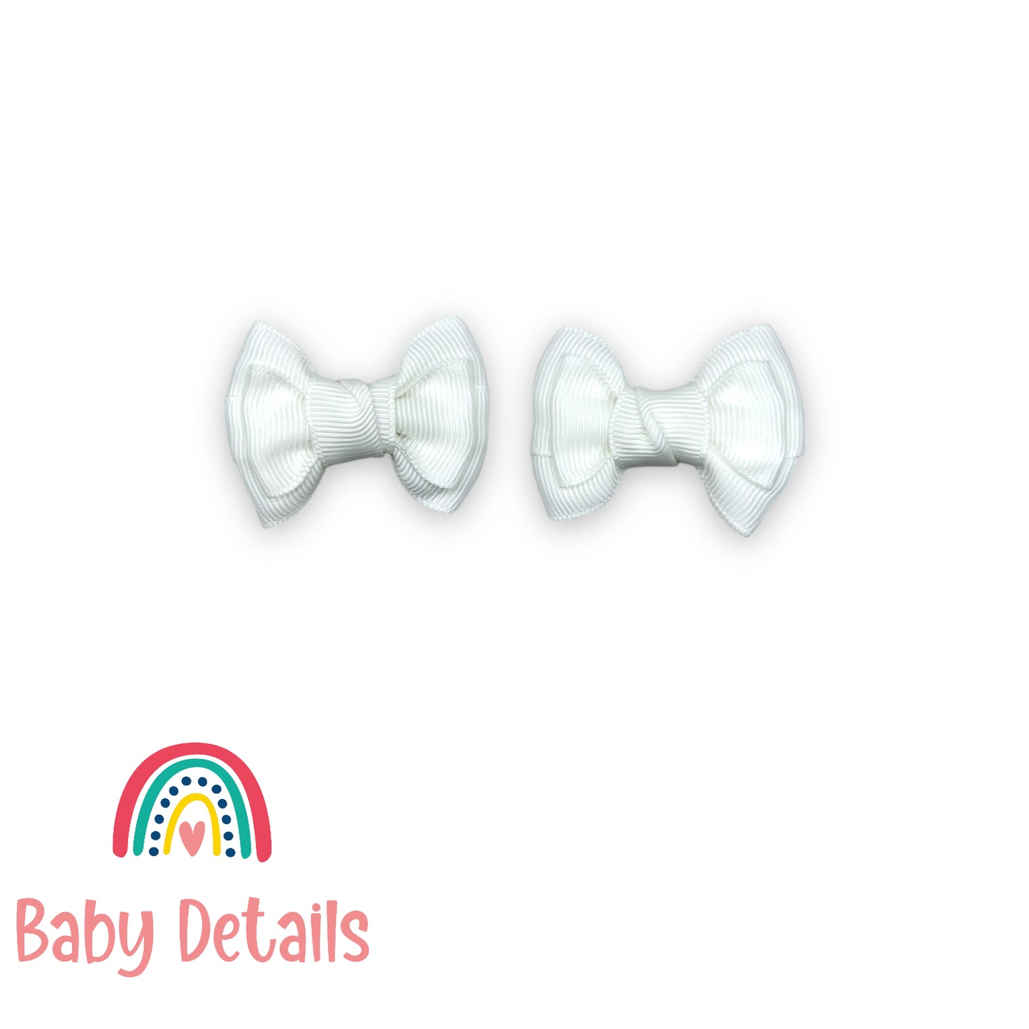 Set of 2 mini classic hair clips - White