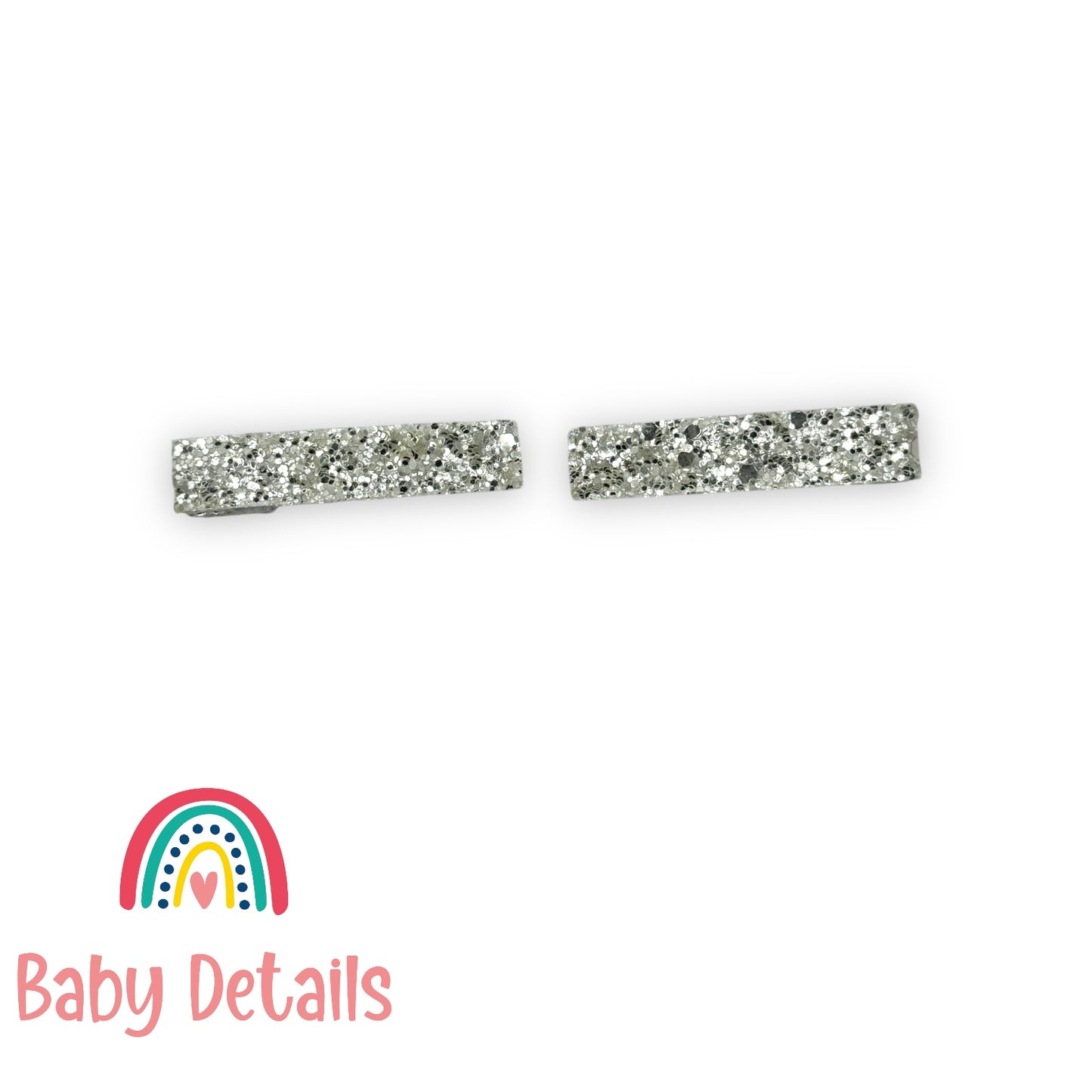 Glitter Bar Hair Clips - Silver1
