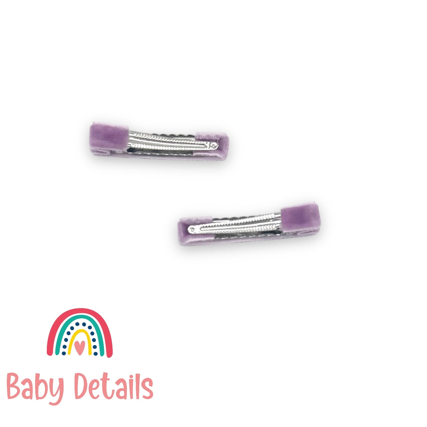 Set of 2 Velvet Hair Clips - Purple