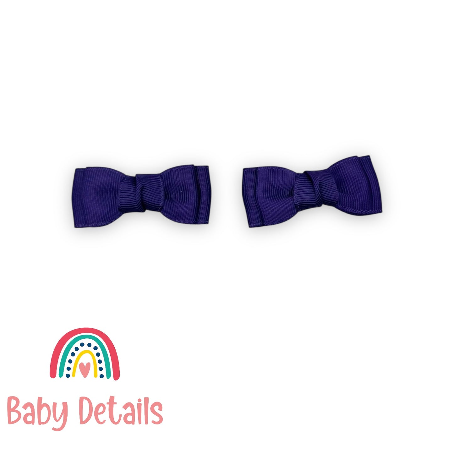 Set of 2 Mini Simple Hair Clips - Dark Purple