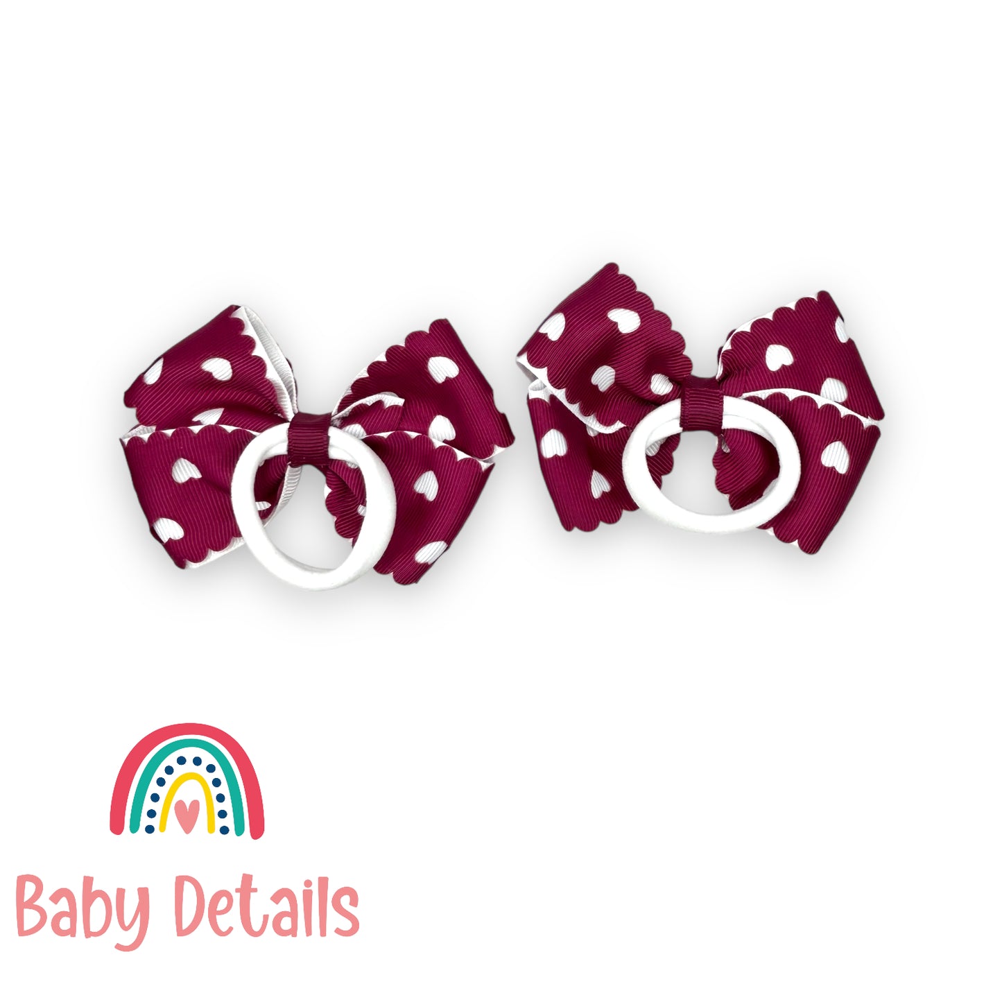 Set of 2 hearts hair ties - Maroon