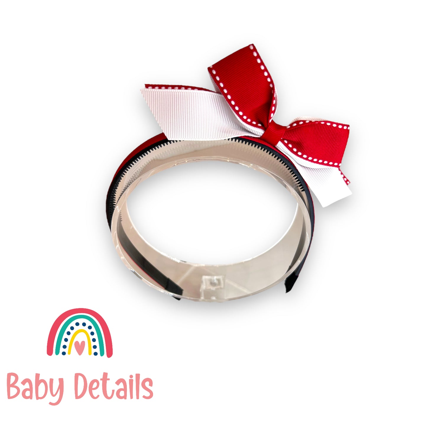 Headband with stripe bow - Red