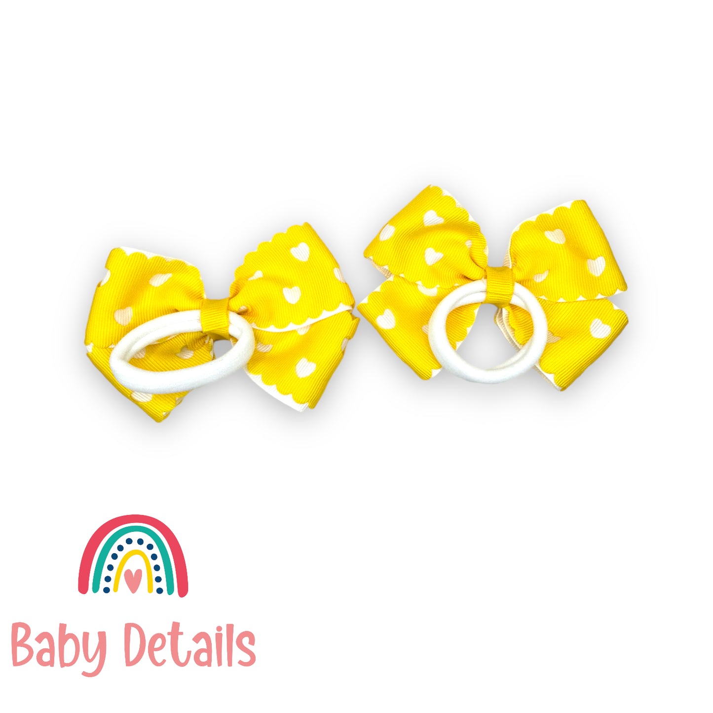 Set of 2 hearts hair ties - Yellow