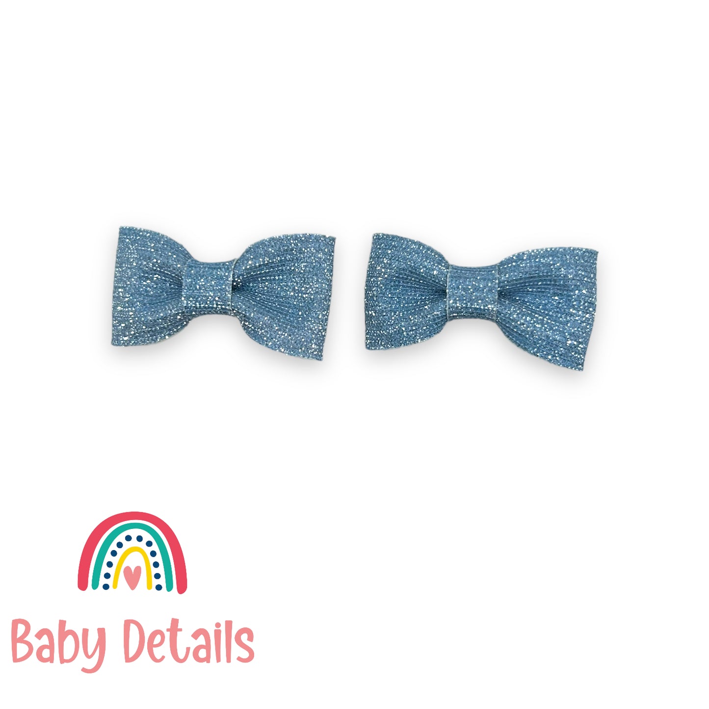 Set of 2 Mini Fabric Hair Clips - Blue