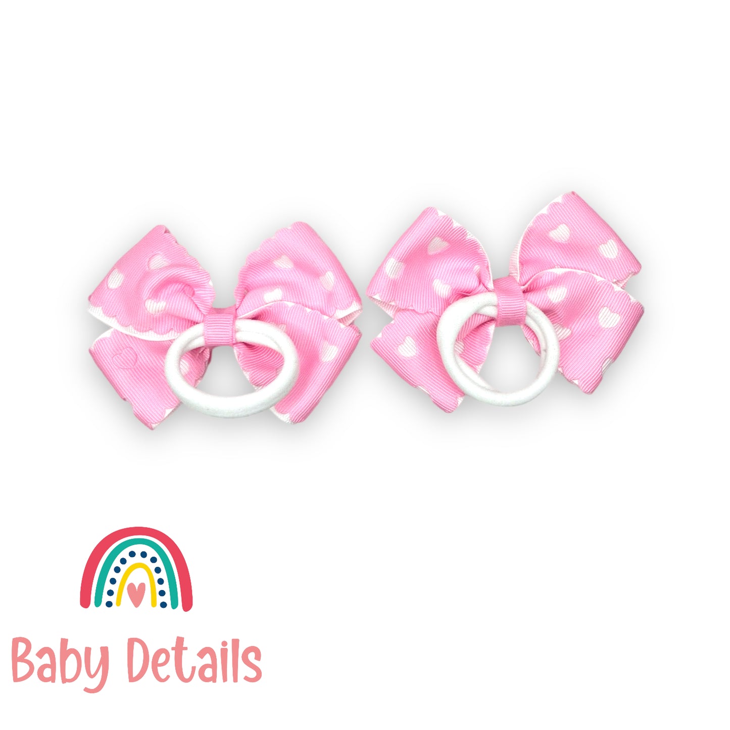 Set of 2 hearts hair ties - Light Pink