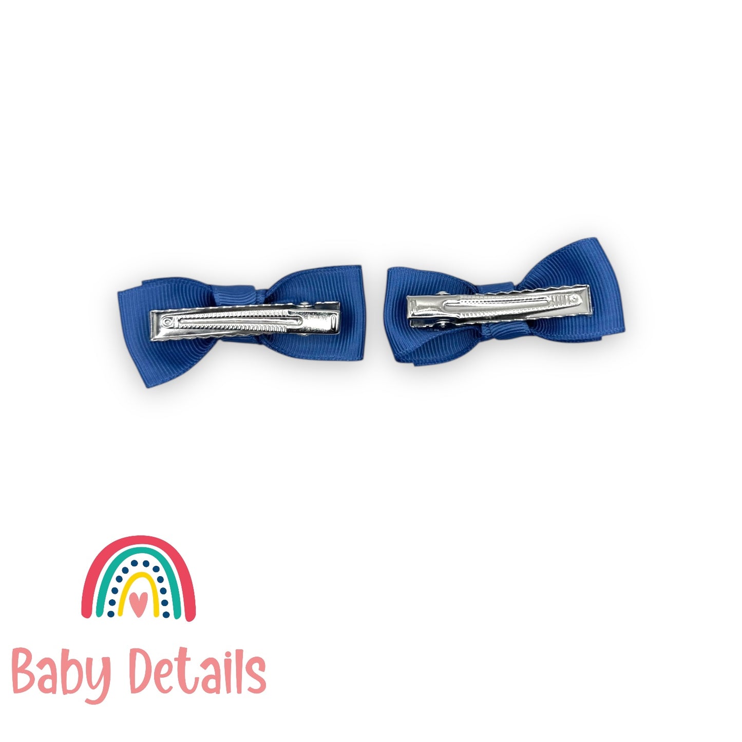 Set of 2 Mini Simple Hair Clips - Blue Grey