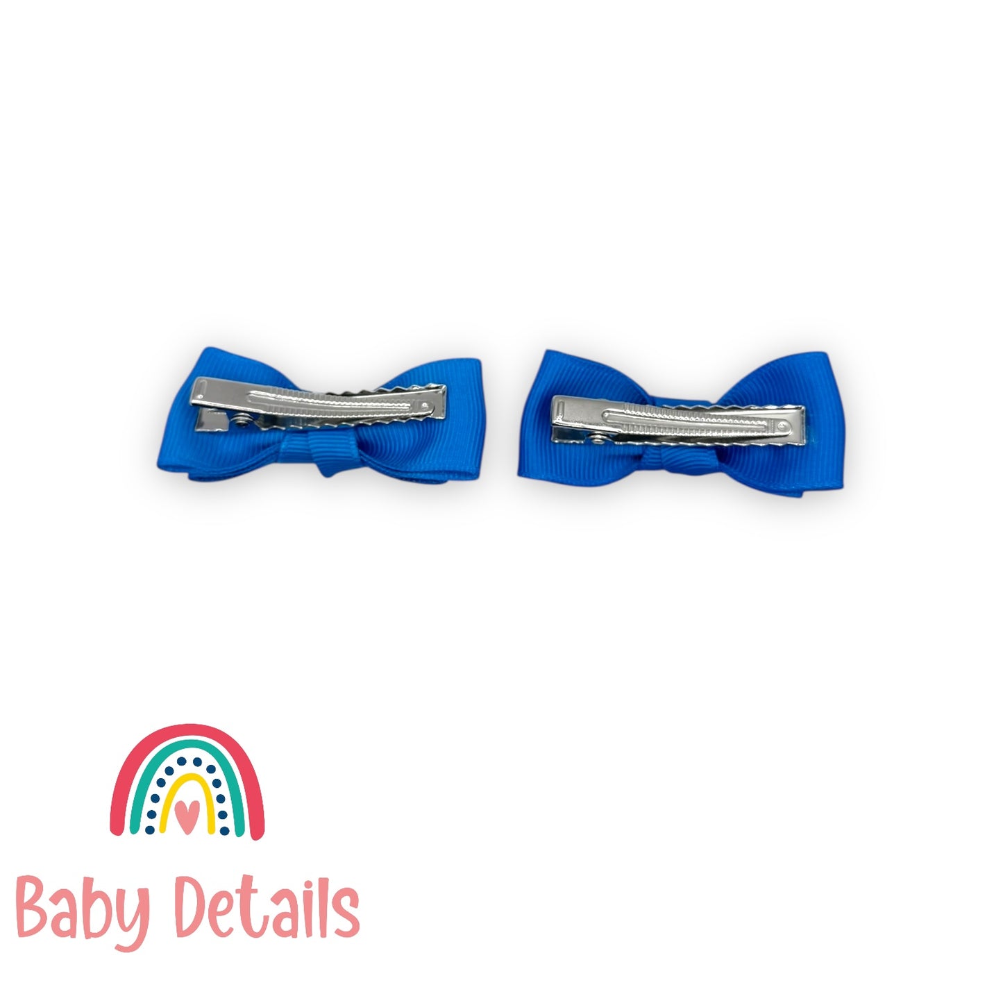 Set of 2 Mini Simple Hair Clips - Blue