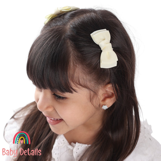 Set of 2 Mini Simple Hair Clips - Off White