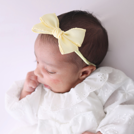 Elegant Big Bow Headband - Butter yellow