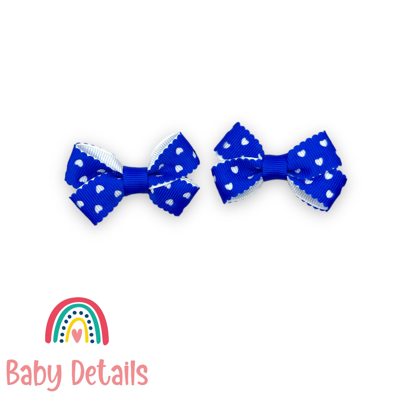 Set of 2 mini hearts hair clips - Royal Blue