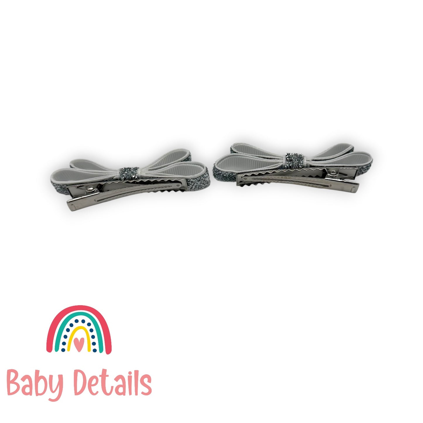 Set of 2 thin Shiny Ribbon - Silver