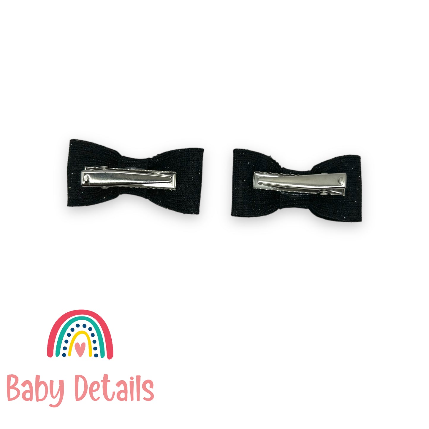 Set of 2 Mini Fabric Hair Clips - Black