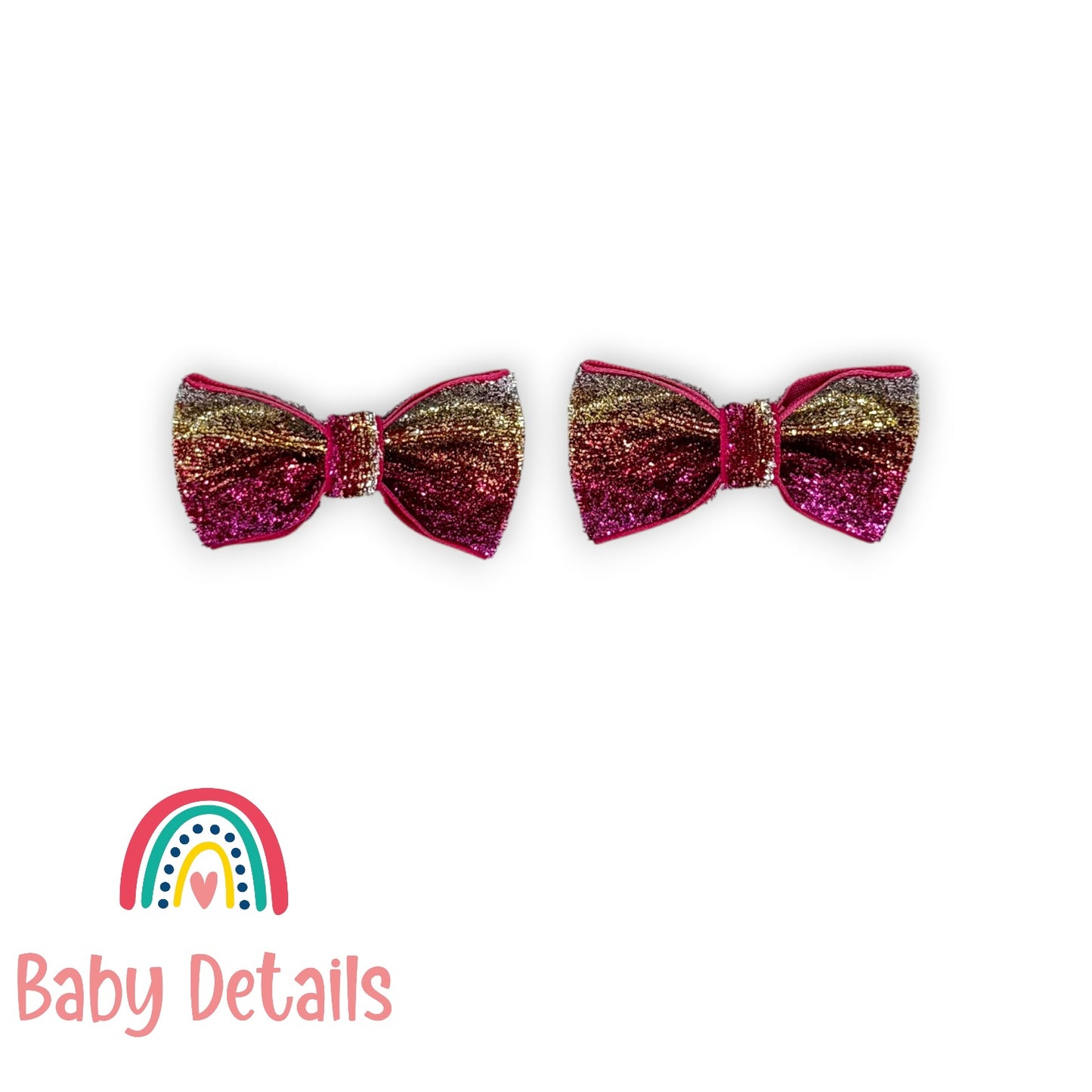 Set of 2 wide Shiny Ribbon - Shades of Pink & Silver & Gold