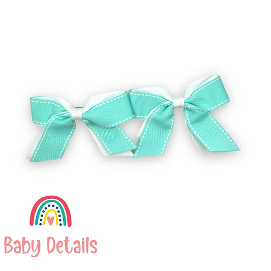 Set of 2 stripe hair clips - Aqua Green