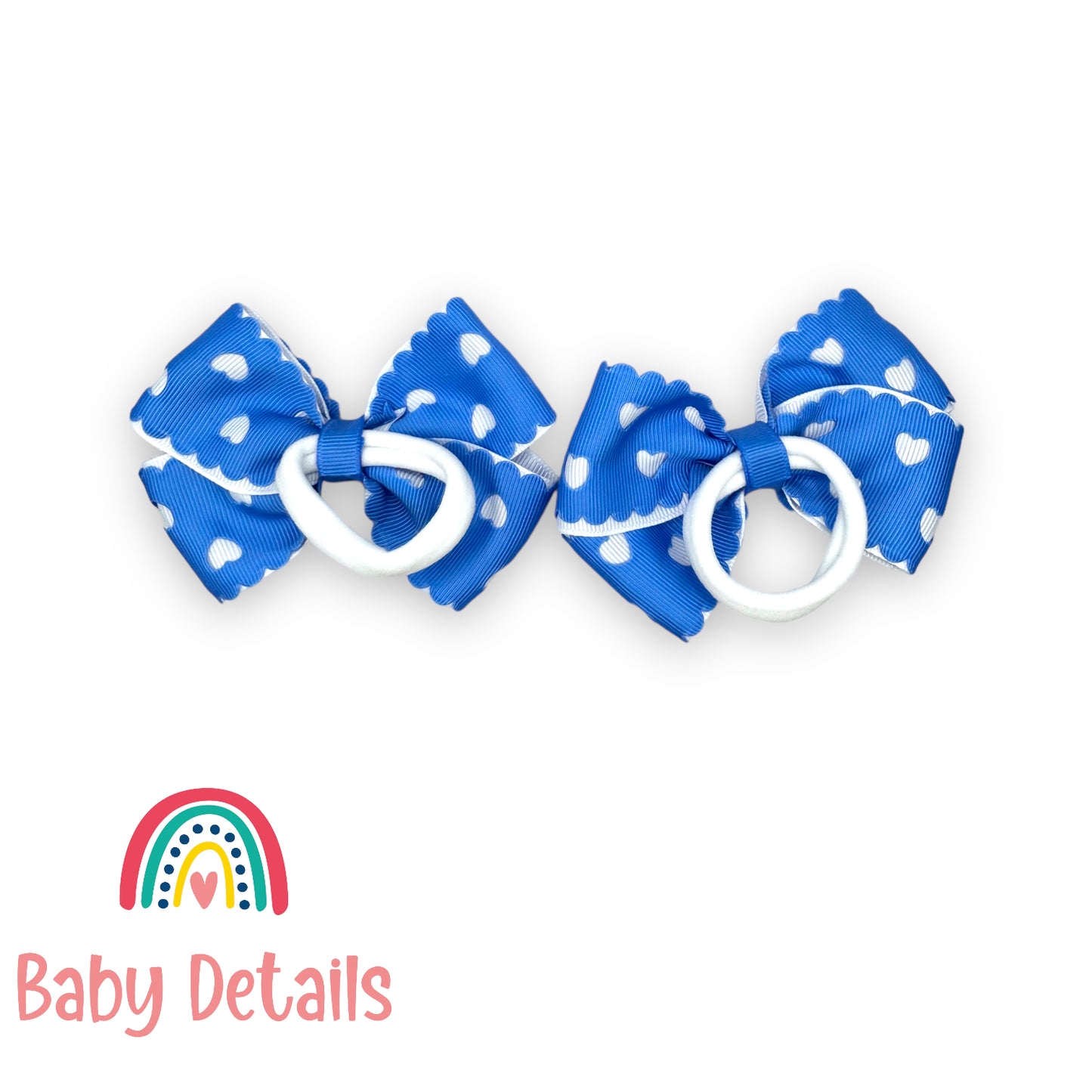 Set of 2 hearts hair ties - Sky Blue