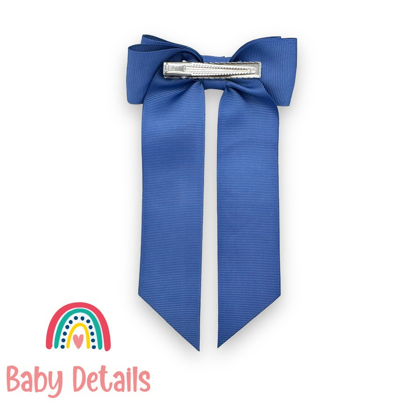 Long Simple Personalized Bow - Blue Grey