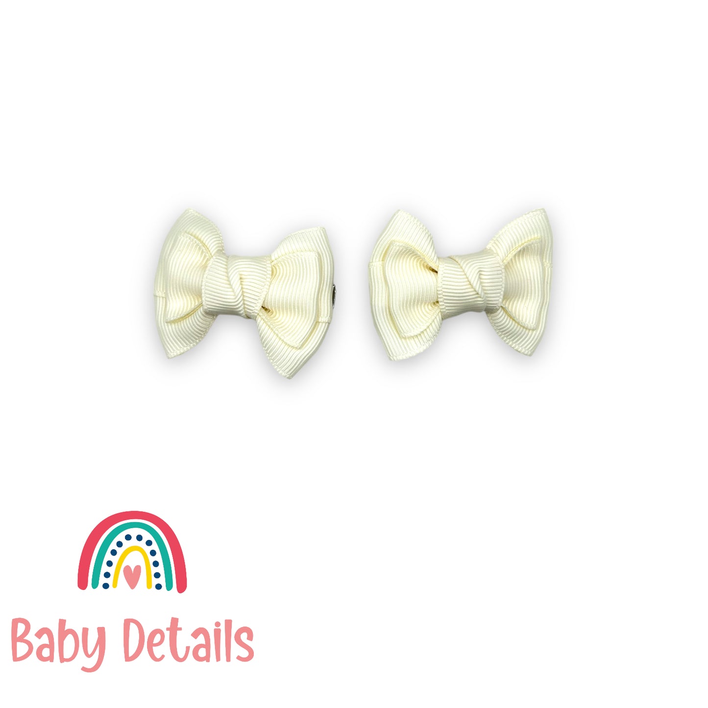 Set of 2 mini classic hair clips - Ivory