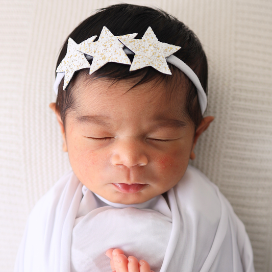 3 Stars Headband - White&Gold
