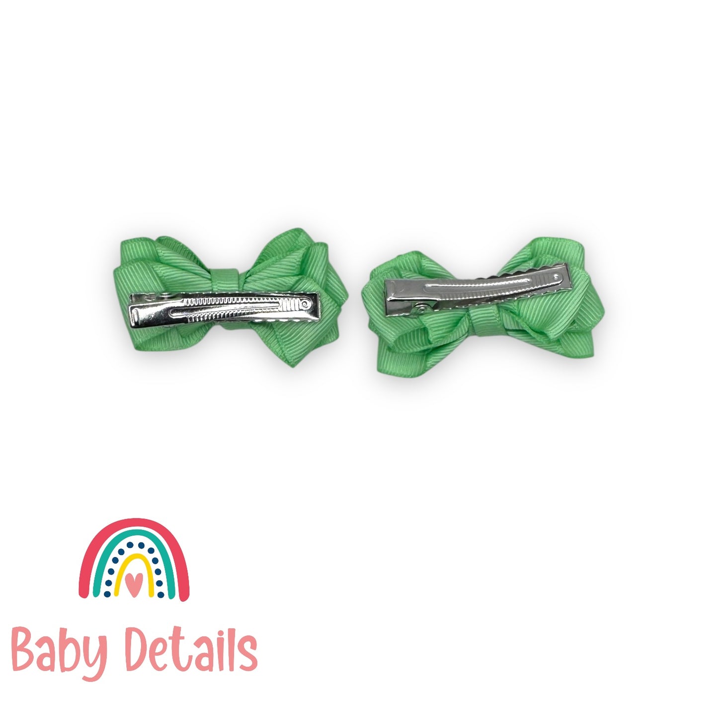 Set of 2 Mini Layers Hair Clips - Bright Green