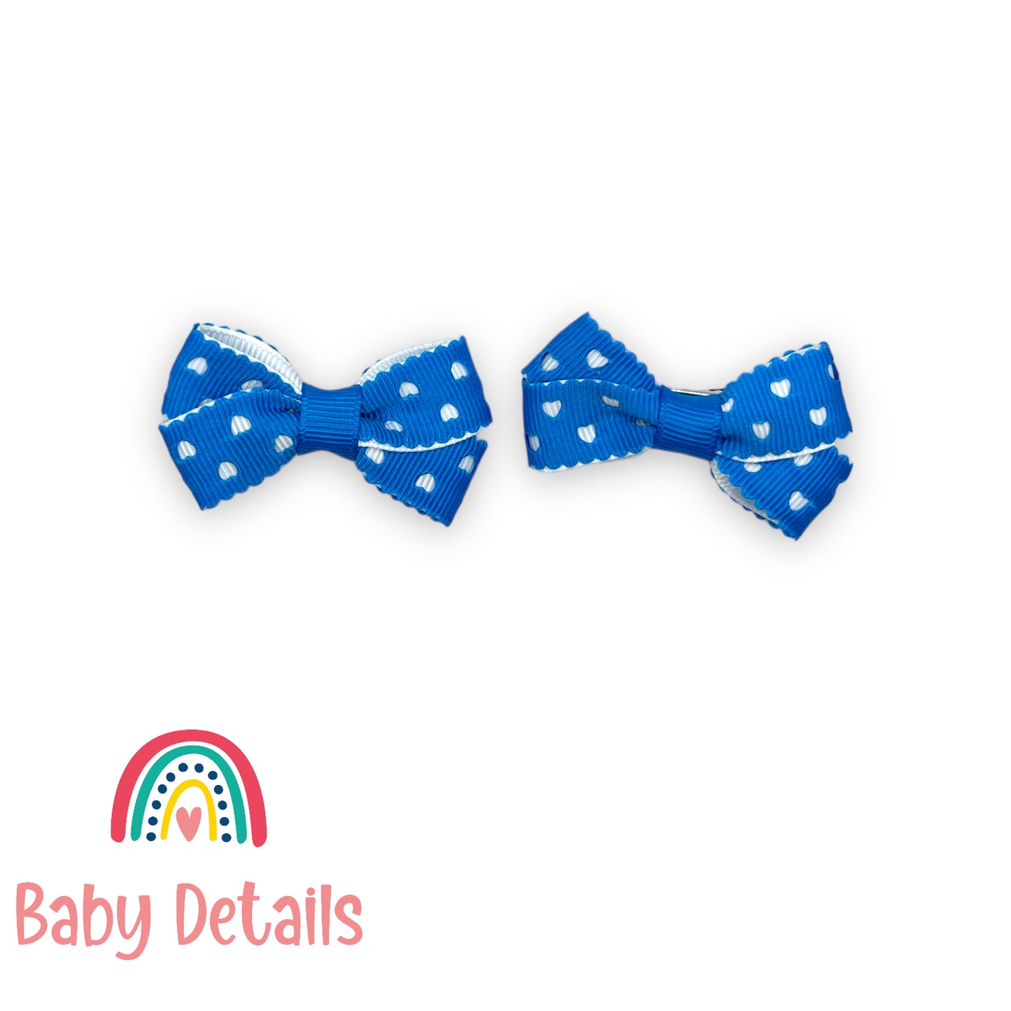 Set of 2 mini hearts hair clips - Blue