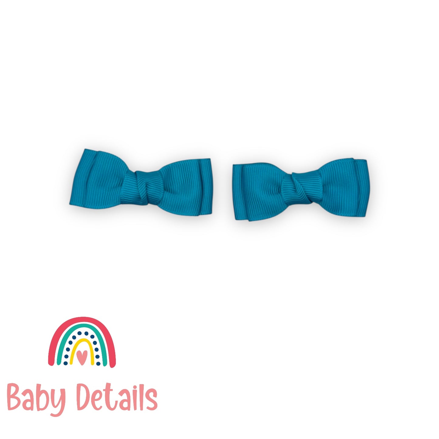 Set of 2 Mini Simple Hair Clips - Pacific Blue