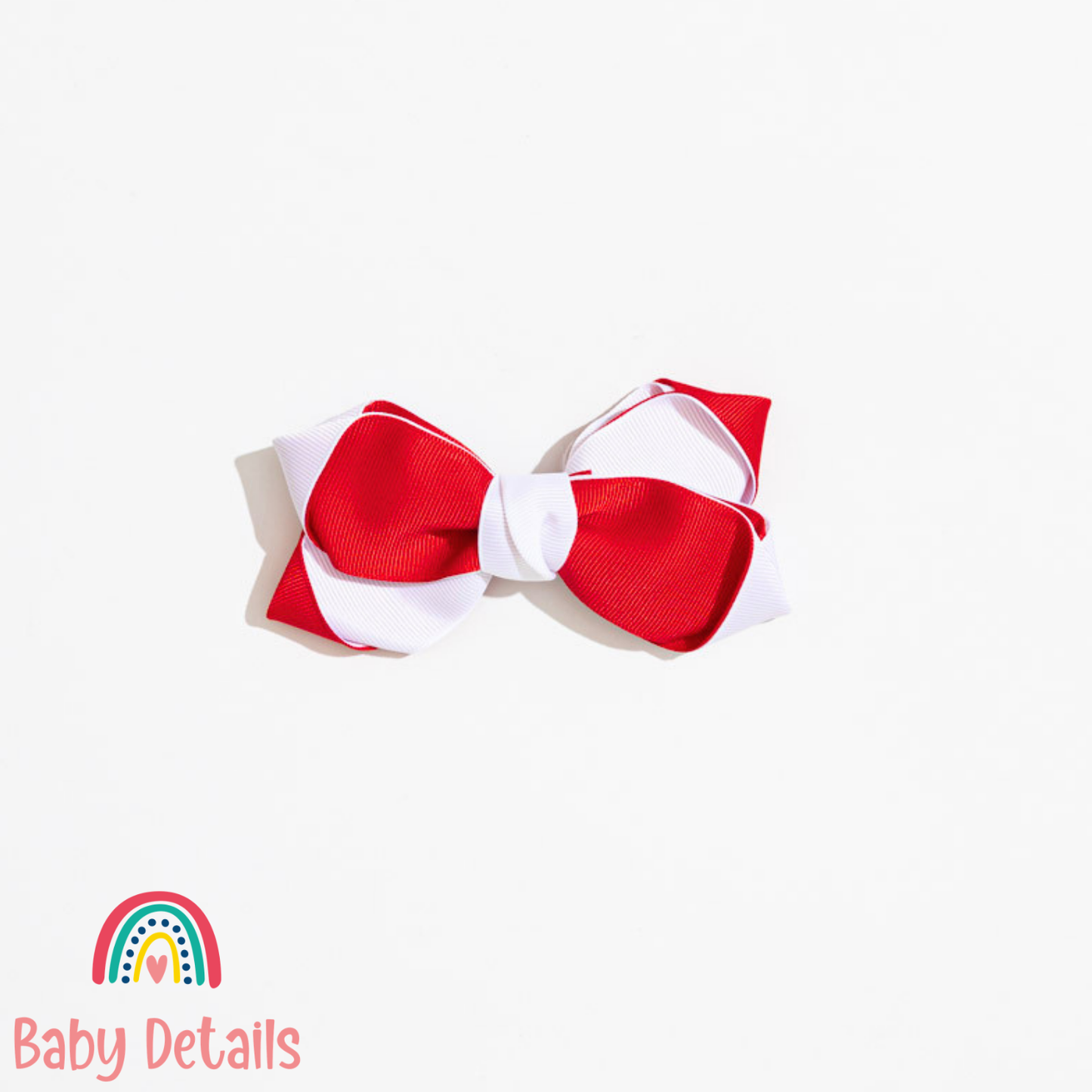 مشبك شعر بفيونكة ملتوية كبيرة - أبيض وأحمر