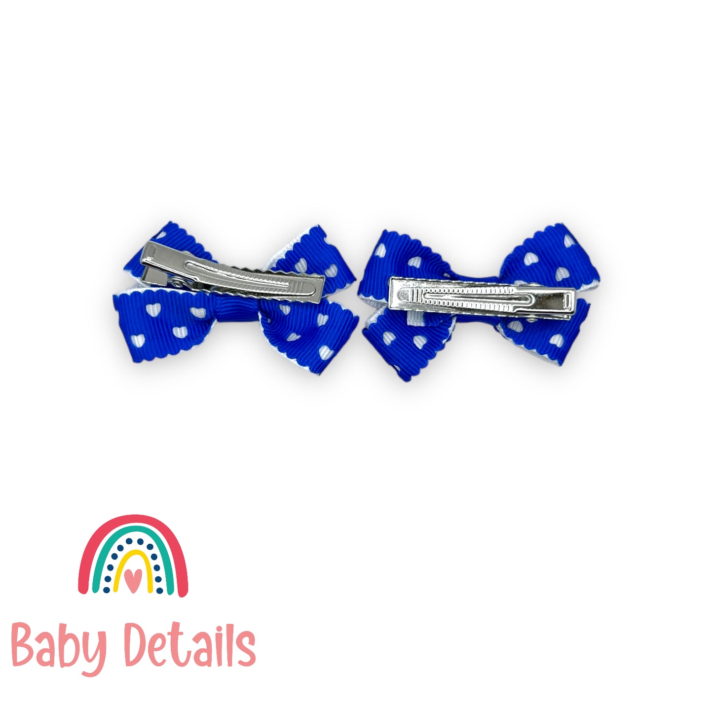 Set of 2 mini hearts hair clips - Royal Blue